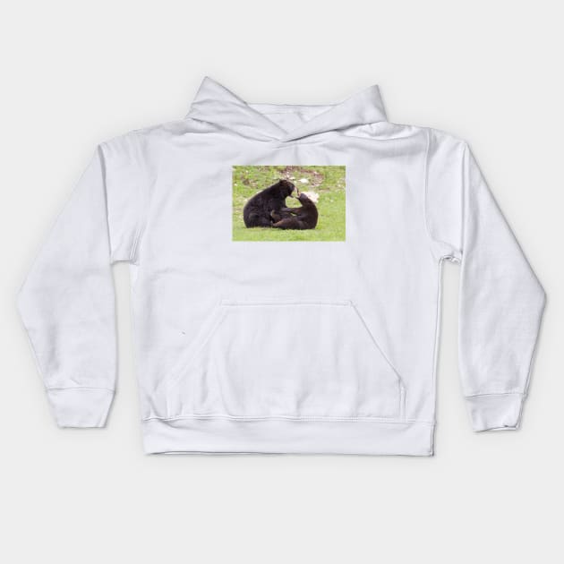 Black bears playing Kids Hoodie by Jim Cumming